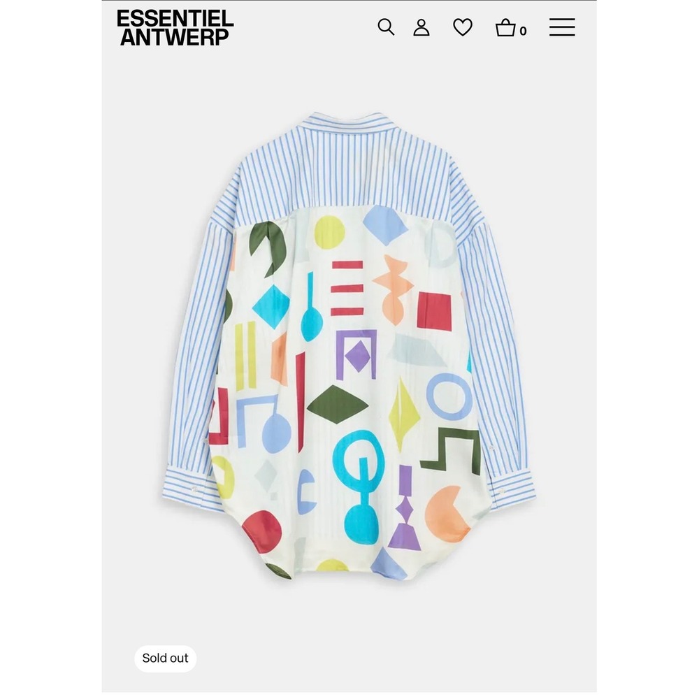 Essentiel Antwerp Daquamarine Print Shirt Women XS Geometric Button Down